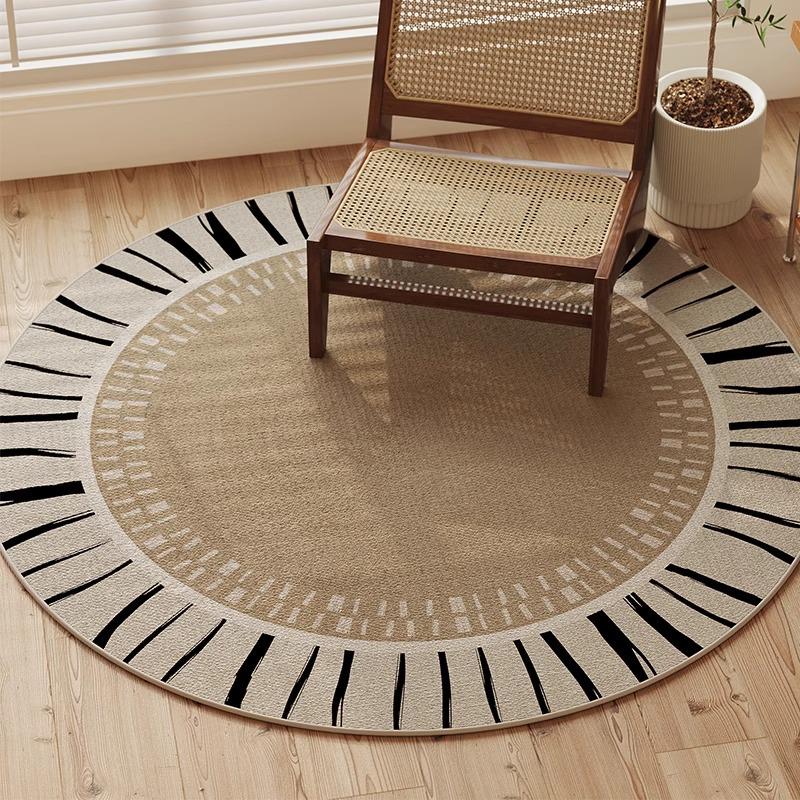 Round Flannel Modern Rug for Living Room, Study, or Bedroom - Perfect for Sofa, Coffee Table, Chair Pad, or Bedside Mat