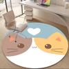 1PC Cat Love Office Round Area Rug, Mat Suitable For Office, Under Office Chairs Bedroom Living Room Home Decor, Room Deco