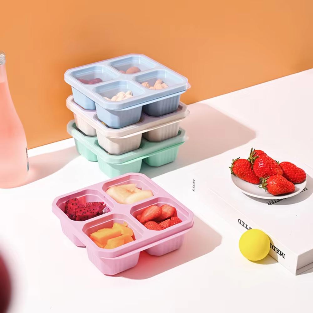 1 Layer Stackable Multi-color straw Lunch Integrated Snack Containers Containers for food Bento box Aluminium food container