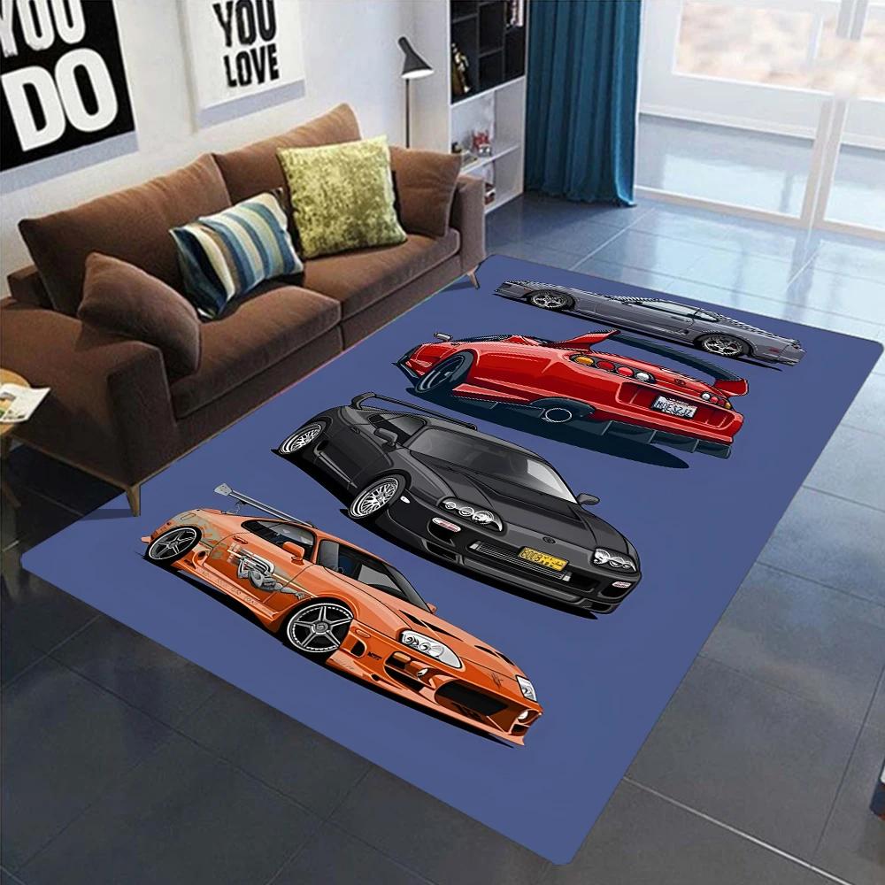 

GT R Килим для Спальні Чоловіків Ігрової Кімнати Нековзкий Килим J JDM Стиль Перегонів Підлоговий Килимок Декор Вітальні Подарунок для Автолюбителя Чоловіча Печера 80cm x 120cm