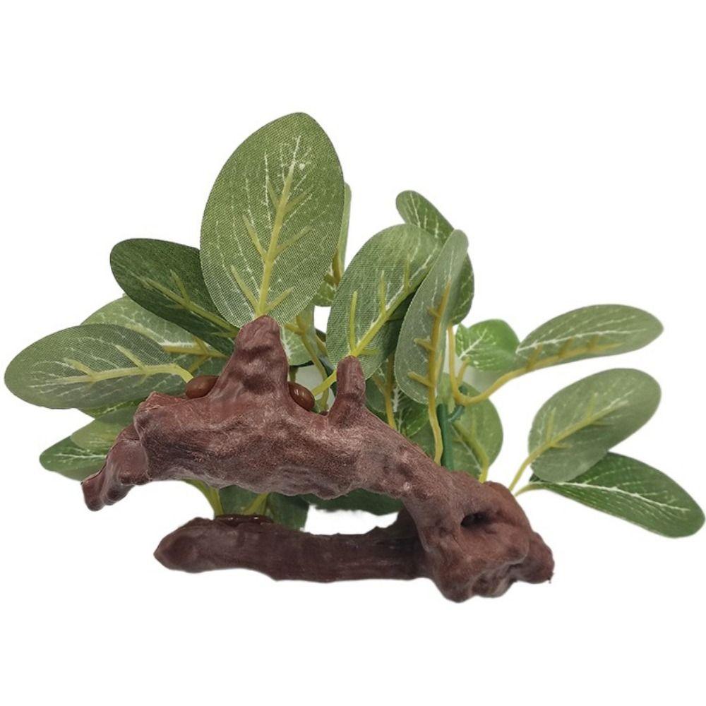Fish Tank Decor Green Underwater Ficus Tree Aquarium Plants Turtle Jar Ornament Artificial Plants