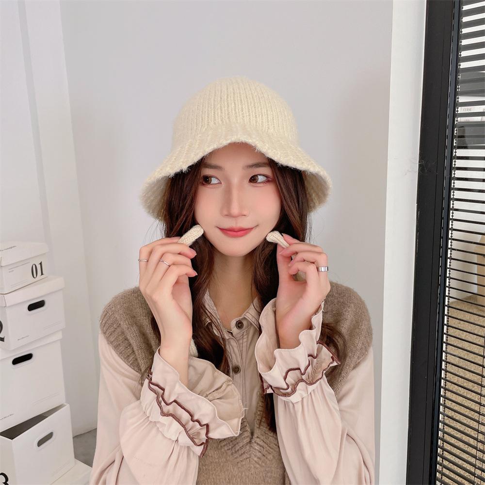 

Autumn and winter solid color thickened warm wool knitted ear protectors strap wool hat versatile face covering fisherman hat children Adult (55-58cm) чорний