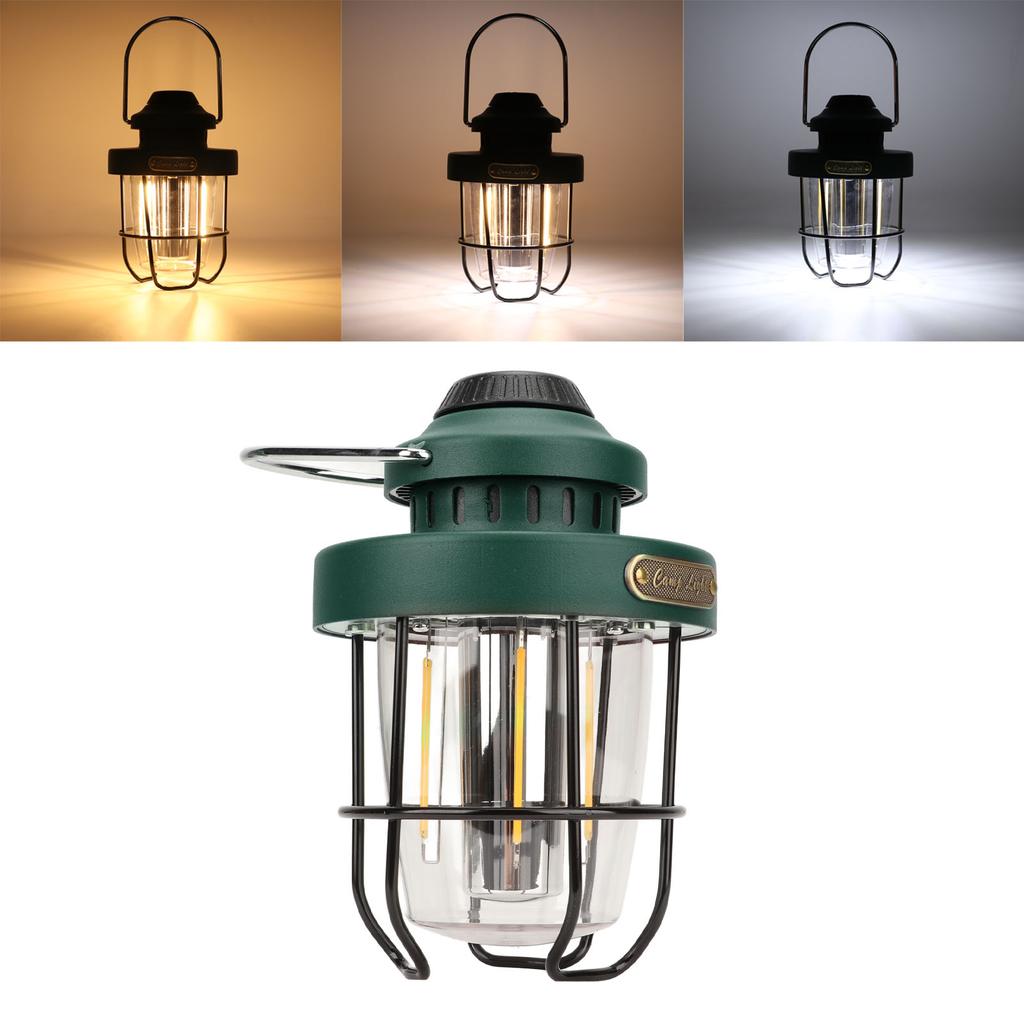 Retro LED Camping Lantern Portable Multifunctional Rechargeable Tent Light for Outdoor