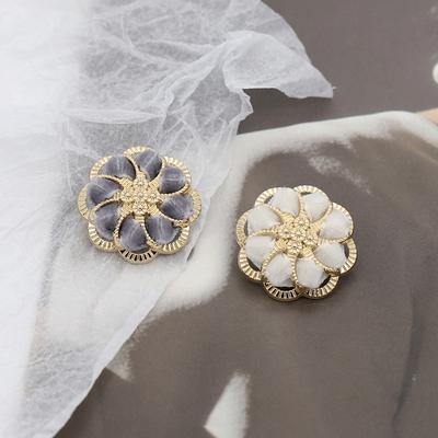 6 Stücke Hochwertige Luxus-Design Plüsch Tufting Blume Metallknöpfe Für Kleidung Dekor Knopf Nähen Handarbeiten DIY Zubehör
