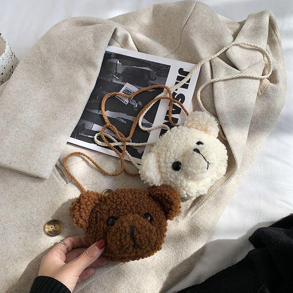 Bags Cartoons Animals Handbag Earphone Organizer Diagonal Women Bag  Purses Smile Bear  Bag  Bear Shoulder Bag