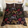 Wild Mushroom Duvet Cover Set Burgundy Plant Bedding Set For Kids Comforter Cover Soft Polyester King Queen Size With Pillowcase