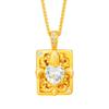 Gold Diamond-Pointed Heart Iris Pendant Necklace - Ancient Method, Fashionable & Exquisite.