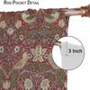 Boho William Morris Curtains Retro Bird Plant Natural Flower Pattern Print Window Drapes Living Room Bedroom Curtain Light Blocking Polyester Ideal