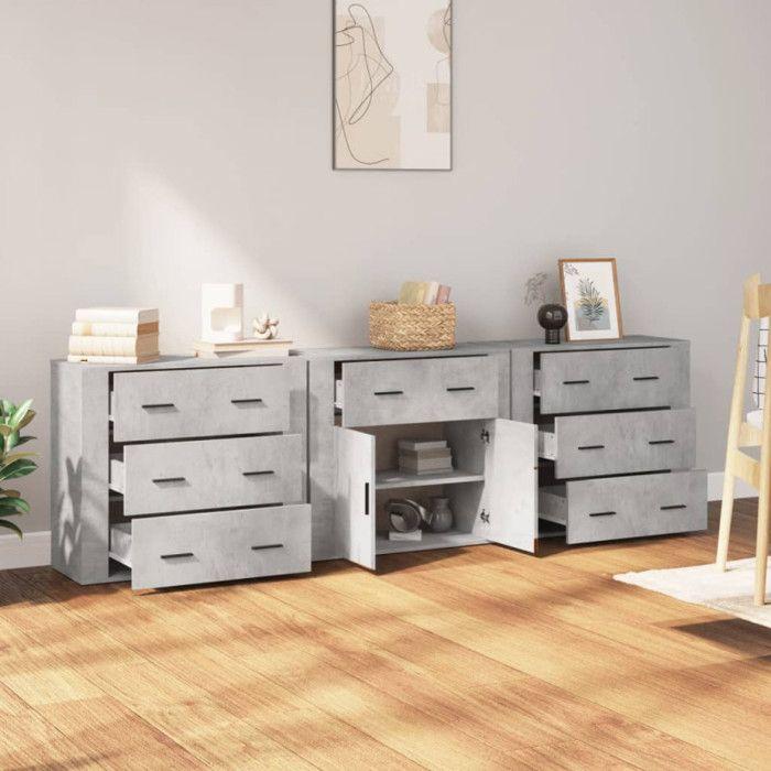 VidaXL Buffets 3 Pcs Concrete Grey Engineered Wood 3185427