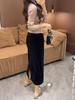 High-Waist Black Velvet Split Midi Skirt - Women's Autumn/Winter Fashion