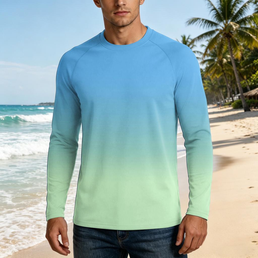 Herren Langarm UPF50+ Sonnenschutzshirt Leicht Atmungsaktiv Schnelltrocknend Outdoor Freizeit Oberteil für Sommeraktivitäten
