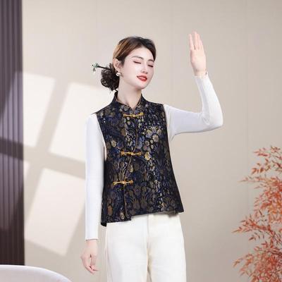 Elegant Age-Defying Sleeveless Printed Vest - 2026 Spring Chinese Style for Women