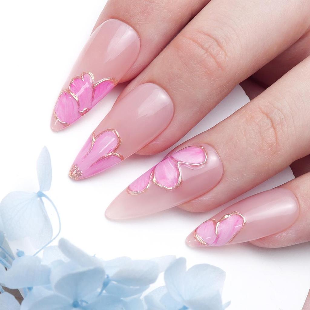 10Pcs Handmade Nails Set Press On Long Almond False Nail High Luxury Minimalist Style Design Reusable Full Cover Fake Nail Tips