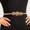 Rose Flower Buckle Waist Chains for Women Elastic Slim Body Metal Thin Belts Gold Sliver Dress Skirt Decorative Waistband Straps