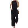Piece Sets For Women Summer Outfits Sleeveless Vest And Wide Leg Pants Back Tie Detail