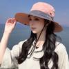 New Color Blocked Summer Mesh Fisherman Hat Women Quick Drying Fordable Sun Protection Hat Outdoor Riding Travel Ponytail Cap