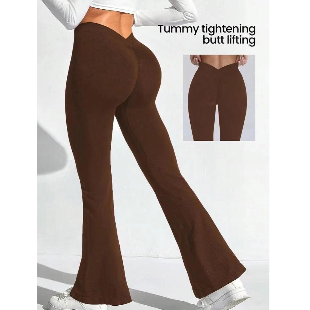 Flare Leggings V-shaped Hip Yoga Pants Women High Waist Wide Leg Pants Women Gym Fitness Sports Latin Dance Trousers