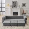 Ebern Designs Convertible Sofa Set with 3 Footrests – Bed of High-resilience Foam, Chenille Floor Sofa for Studio Apartments and Home Offices. Gray