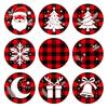 Christmas Wooden Coasters 9Pcs Set, Heat Resistant Cup Mats, Waterproof Non Slip Drink Round Table Protection Mats for Home Office Desk Accessories