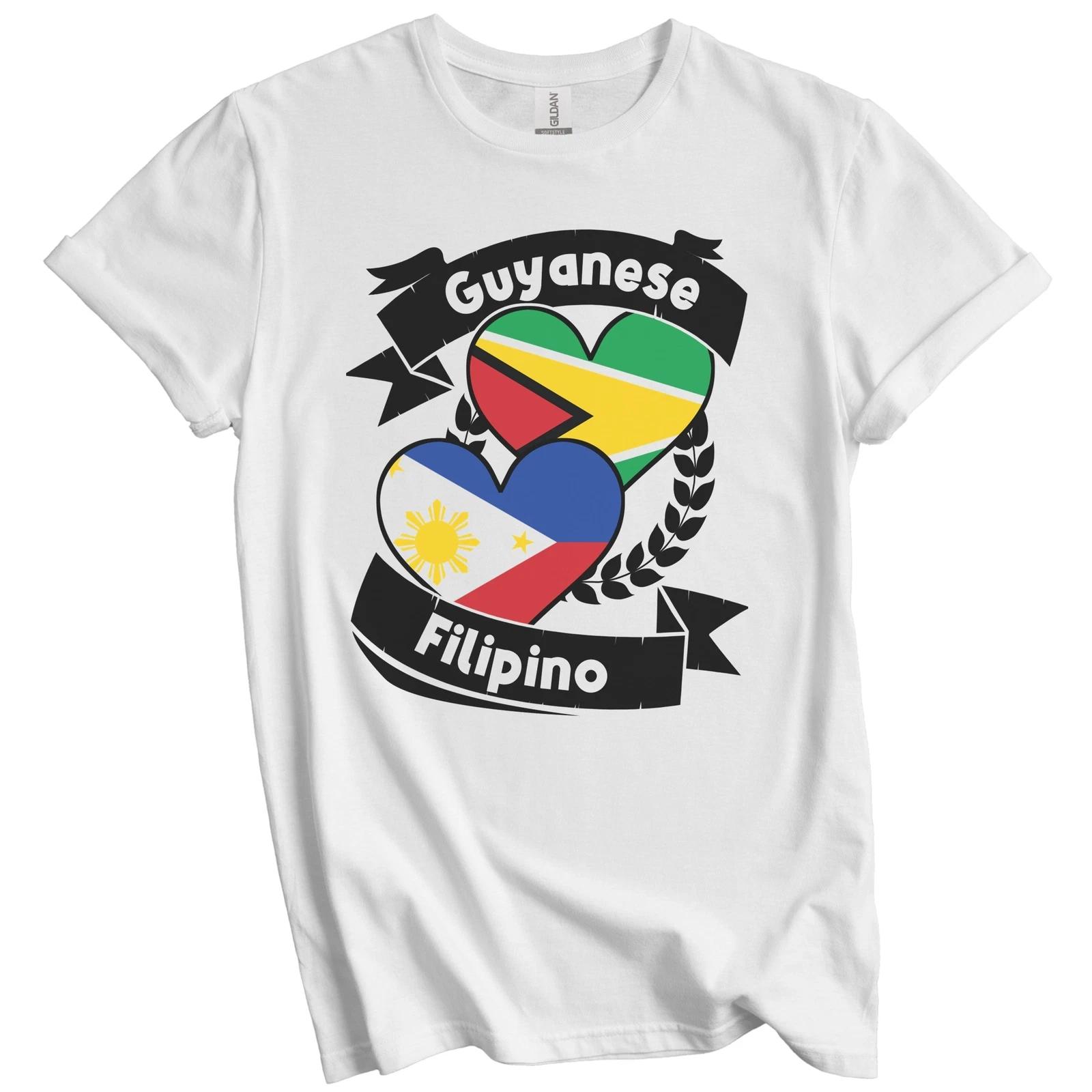 Guyanese Filipino Heart Flags Guyana Philippines T-Shirt L