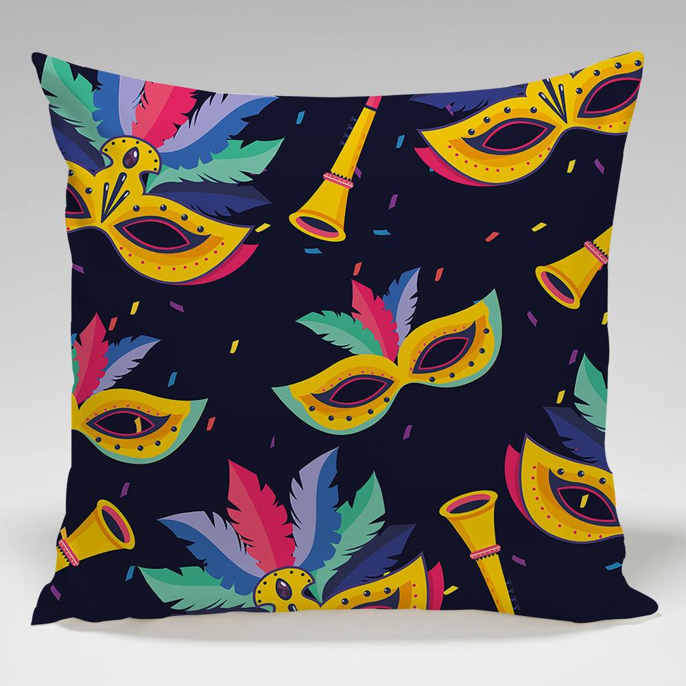 Patterns Of The Brazilian Carnival Throw Pillow Cover With Short Plush Print For Living Room Sofa Decoration Cushion Cover