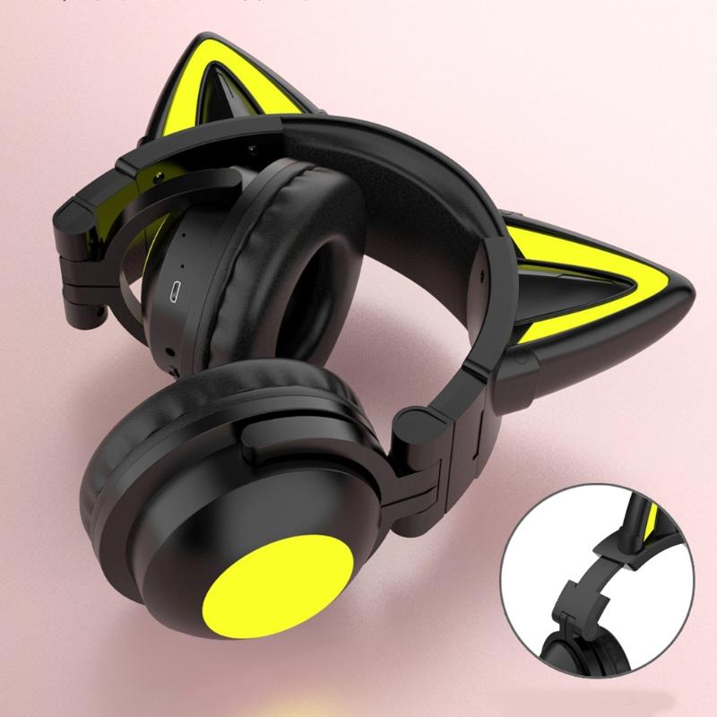 Cute for Cat Ear Pattern Kids Headset Bluetooth-compatible5.0 Headphone Best Present for Girls Boys Birthday Party New Y