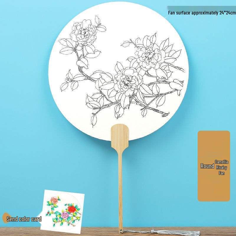 Double-Sided Thickened Xuan Paper Round Fan for Watercolor, Calligraphy, and Handwriting - Ancient Style Intangible Cultural Heritage Palace Fan.