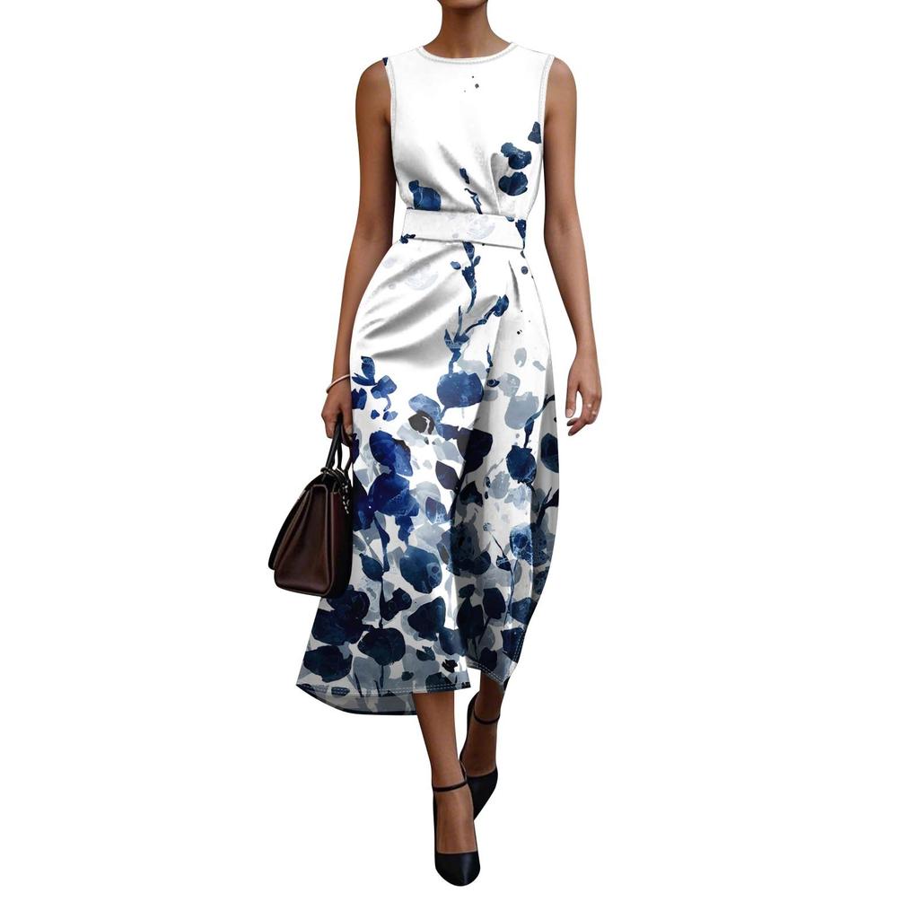 Sleeveless  Boho Dress For Women Casual Loose Fit Summer Sundress Print Dress