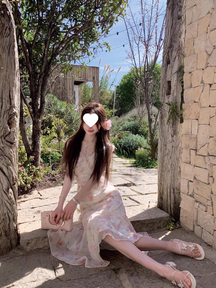 2026 New Alice Park Tour Irregular Fishtail Fairy Floral Camisole Long Dress