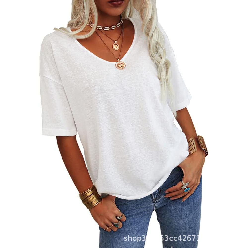 2026 Summer New Women's Short-Sleeve V-Neck T-Shirt Top