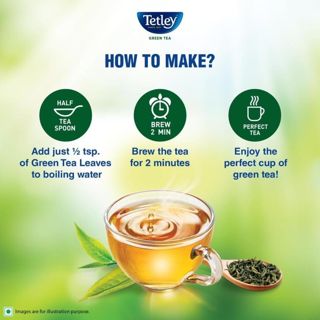 Tetley Loose Green Tea Leaves Classic Flavour 100g Pack With Vitamin C Boost, 80 Cups, Smooth Long Leaf, High Antioxidant Refreshing Tea
