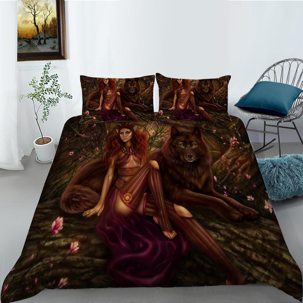 Polyester Bettwäsche Zwei- oder Dreiteilig Digitaldruck Wolf Serie