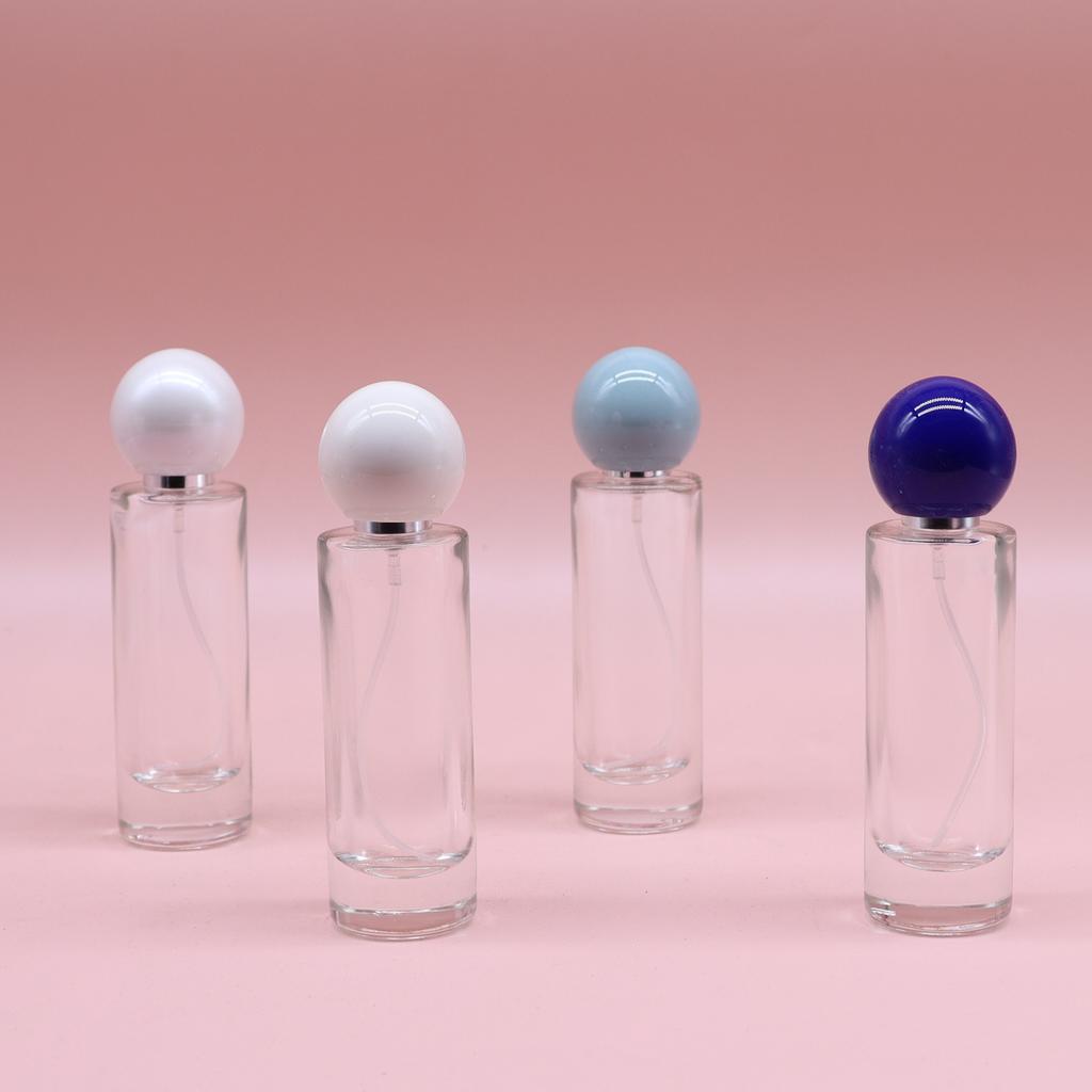Colorful Round Ball Cap 30ML Small Cylinder Premium Perfume Bottle Portable Dispensing Cosmetic Spray Glass Bottle