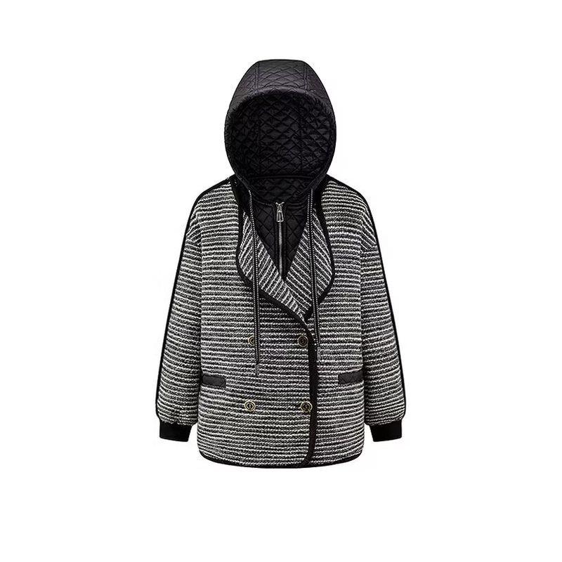 

Za New Arrival Women s Clothing ZR Fashion Style Export Fashion Retro Hooded Patchwork Fake Two-Piece Double Breasted Puffer Jacket Black One size