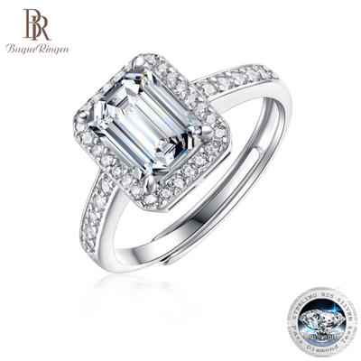 S925 Silber Set 1ct/2ct Platz Moissanite Prinzessin frauen Mode Geschenk Wohnzimmer Ring Schmuck