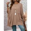 New Large Size Spring/Summer Loose Batman T-shirt Top Round Neck Fashion Casual Blouse Solid Color Irregular Elegant Shirts Loose Simple Long Tops