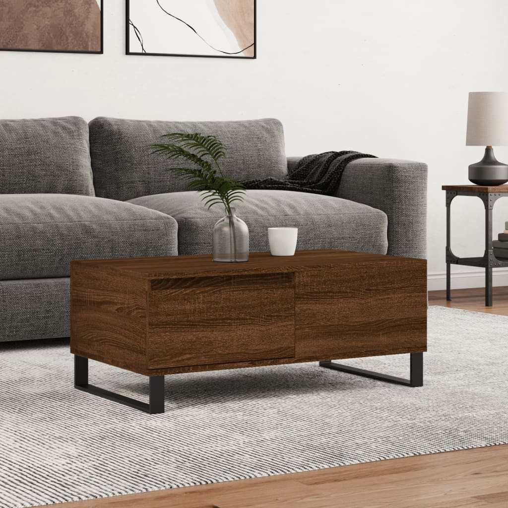 Coffee Table Brown Oak Look 90 X 50 X 36.5 Cm Engineered Wood