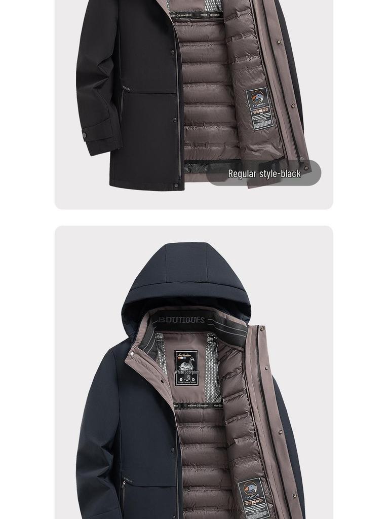 2025 Winter Men's High-End Thickened Goose Down Jacket with Detachable Liner.