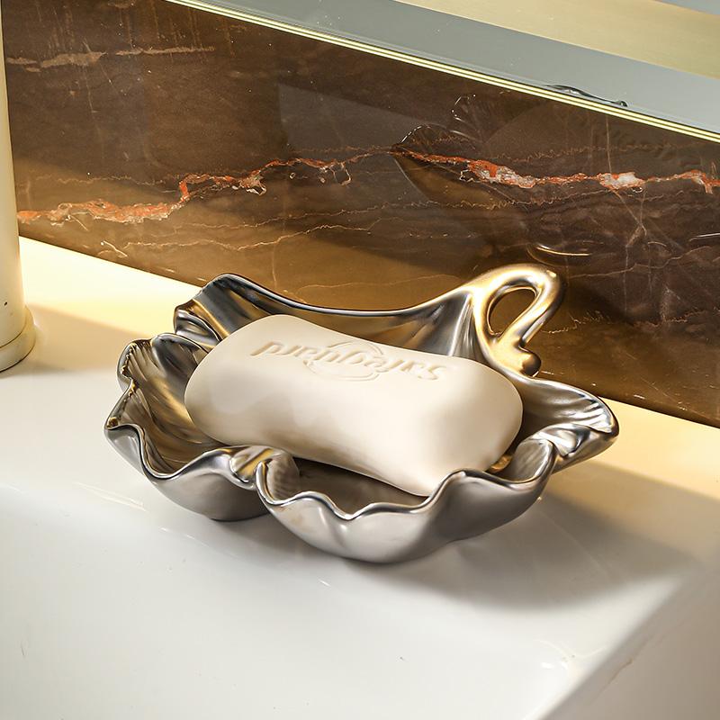 Soap Dish Light Luxury Household Bathroom Creative Bathroom Ceramic Soap Dish Holder Bathroom Accessories