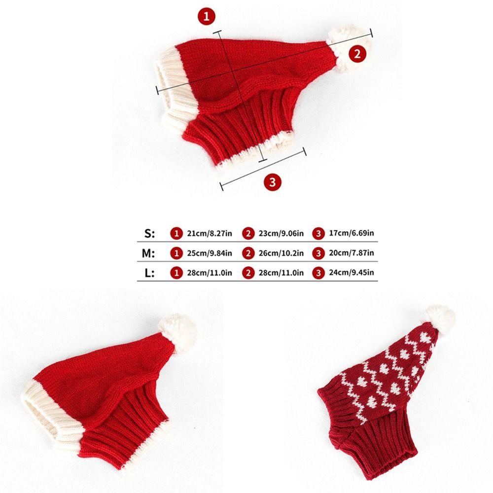 Red Pet Headwear Soft Cat Decorative Hat Christmas Pet Hat Christmas Dog Knitted Hat  Christmas