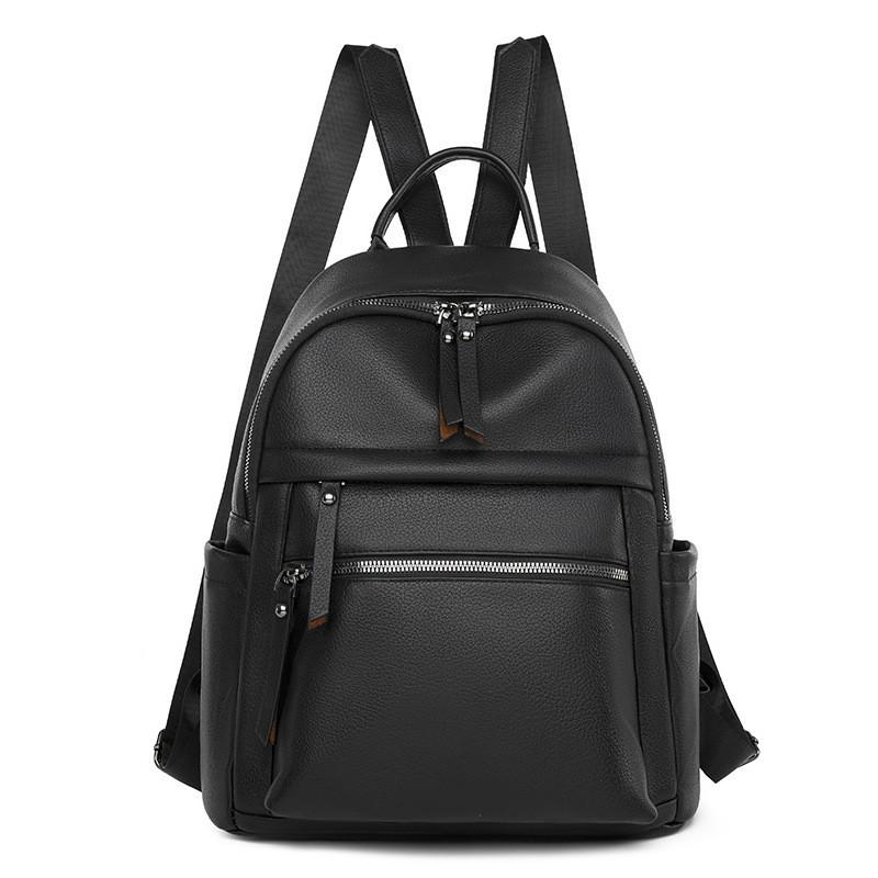 

IELGY Женский рюкзак из искусственной кожи, небольшой рюкзак для путешествий на открытом воздухе большой емкости, отдых чёрный