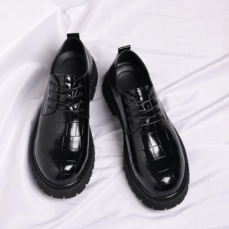 Men British Style Thick Bottom Elevator Leather Shoes Fashion Groom Wedding Dress Shoes for Suits Spring Autumn Casual Footwear