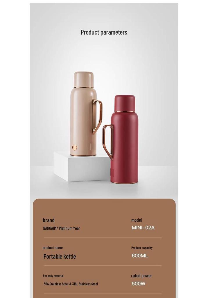 Platinum Portable Travel Electric Kettle: Boil Water On-the-Go