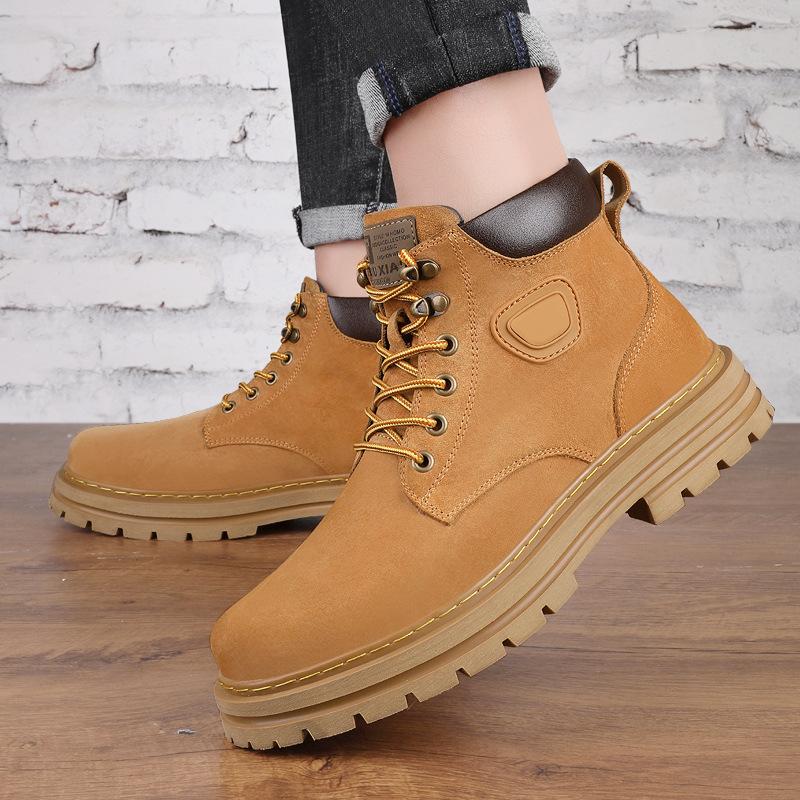 Desert Boots Heighten The First Layer Pigskin Martin Boots Internet Celebrity Thick-Soled Tooling Rhubarb Boots British Style Retro Short Boots