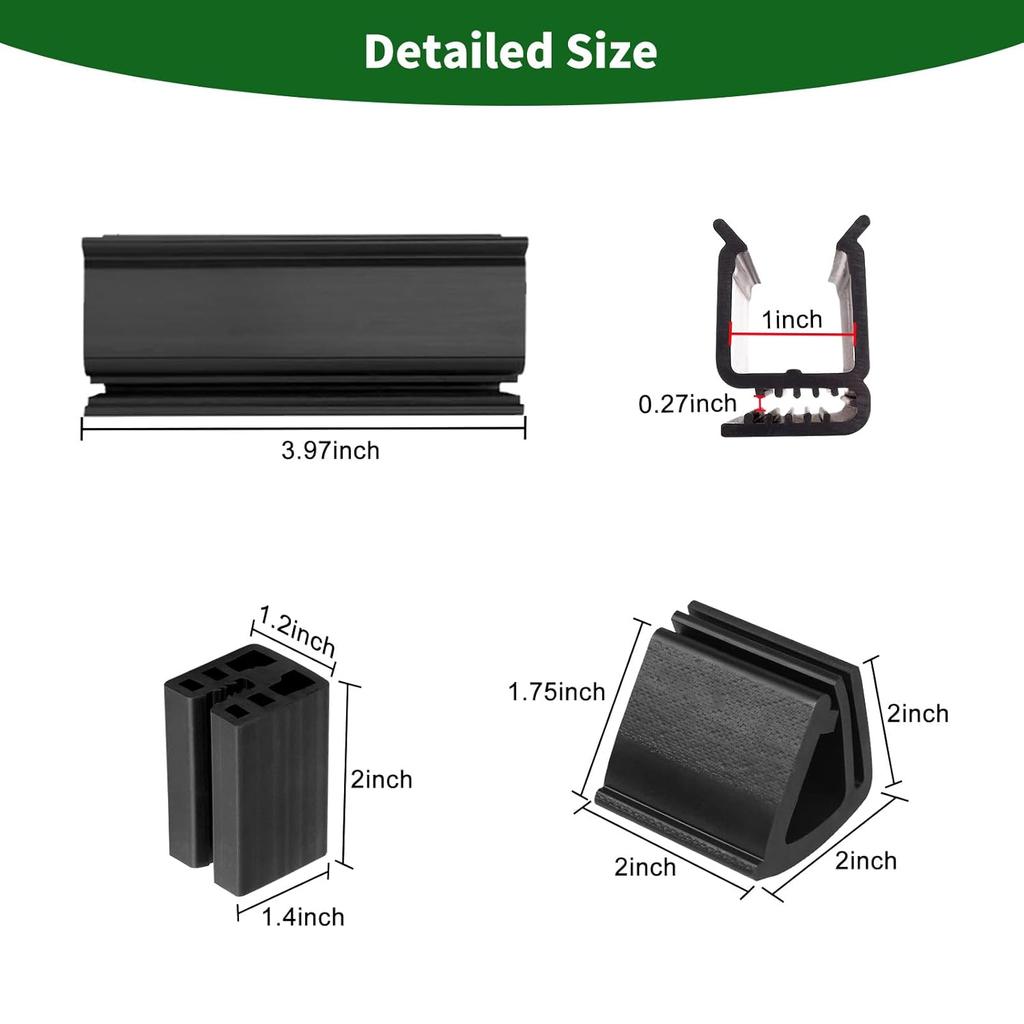 Golf Cart Windshield Retaining Clips Kit for Club Car DS/Yamaha, 7+2+2 Windshield Mounting Sash Short Clips Universal Fit 1"x1" Struts Rail for Club