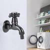 G1/2in Thread Retro Style Water Tap Brass Black Short Type Washing Machine Quick Open Faucet