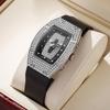 Fashion Women Barrel Shaped Quartz Watch With Silicone Strap For Casual Wear