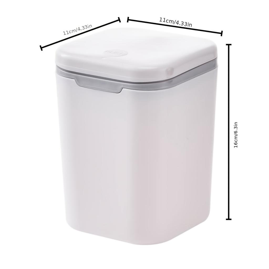 Simple Desktop Mini Trash Can with Lid, Creative Press-Type Waste Bin for Living Room and Office Cleaning & Storage