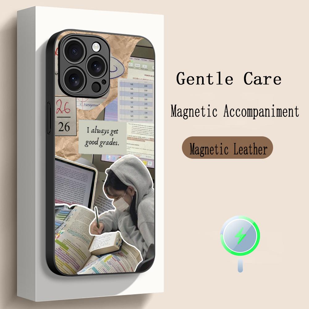 Good grades fashion ins pattern Phone Case For iPhone 17 16 15 14 13 12 Plus Pro Max High-end Luxury Magsafe Sheepskin