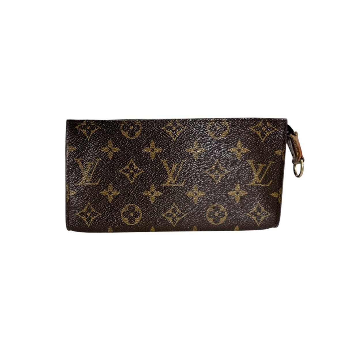 LOUIS VUITTON Monogram Bucket pouch Pouch Accessory pouch Monogram canvas Brown Used